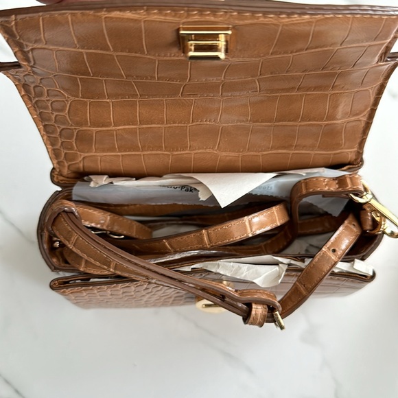 Tan Crocodile-Embossed Crossbody Bag - Picture 6 of 6